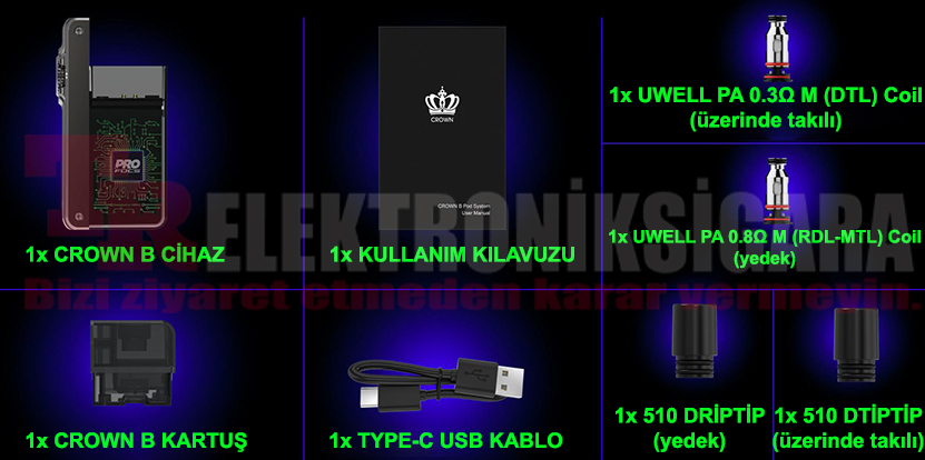 Uwell CROWN B Pod Kit 1150mAh Elektronik Sigara