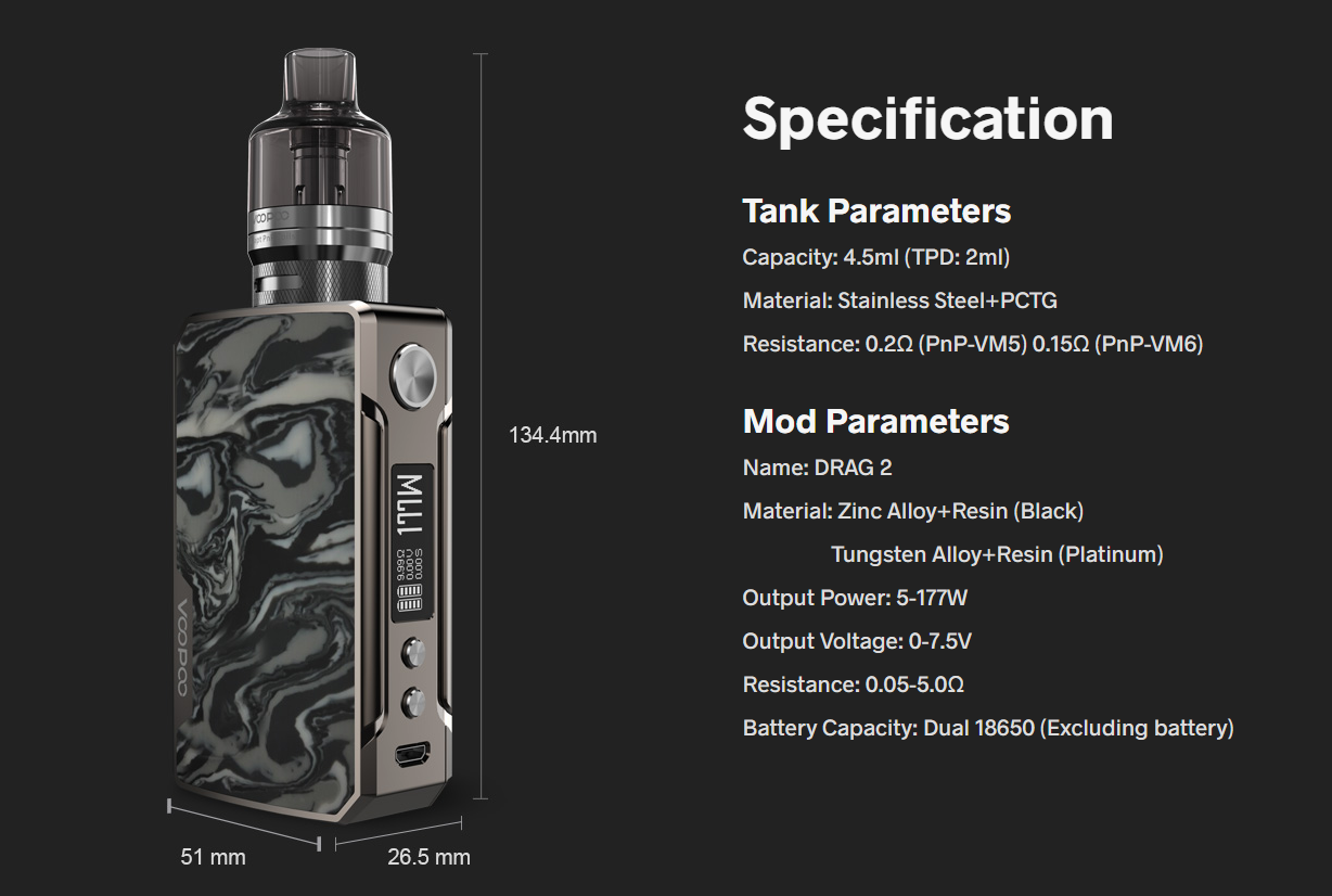 Voopoo Drag 2 Refresh Edition 177W Kit Pod Mod Elektronik Sigara	