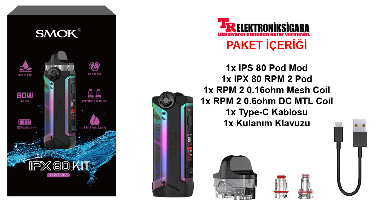 SMOK IPX 80 Kit Pod Mod Elektronik Sigara 3000mAh