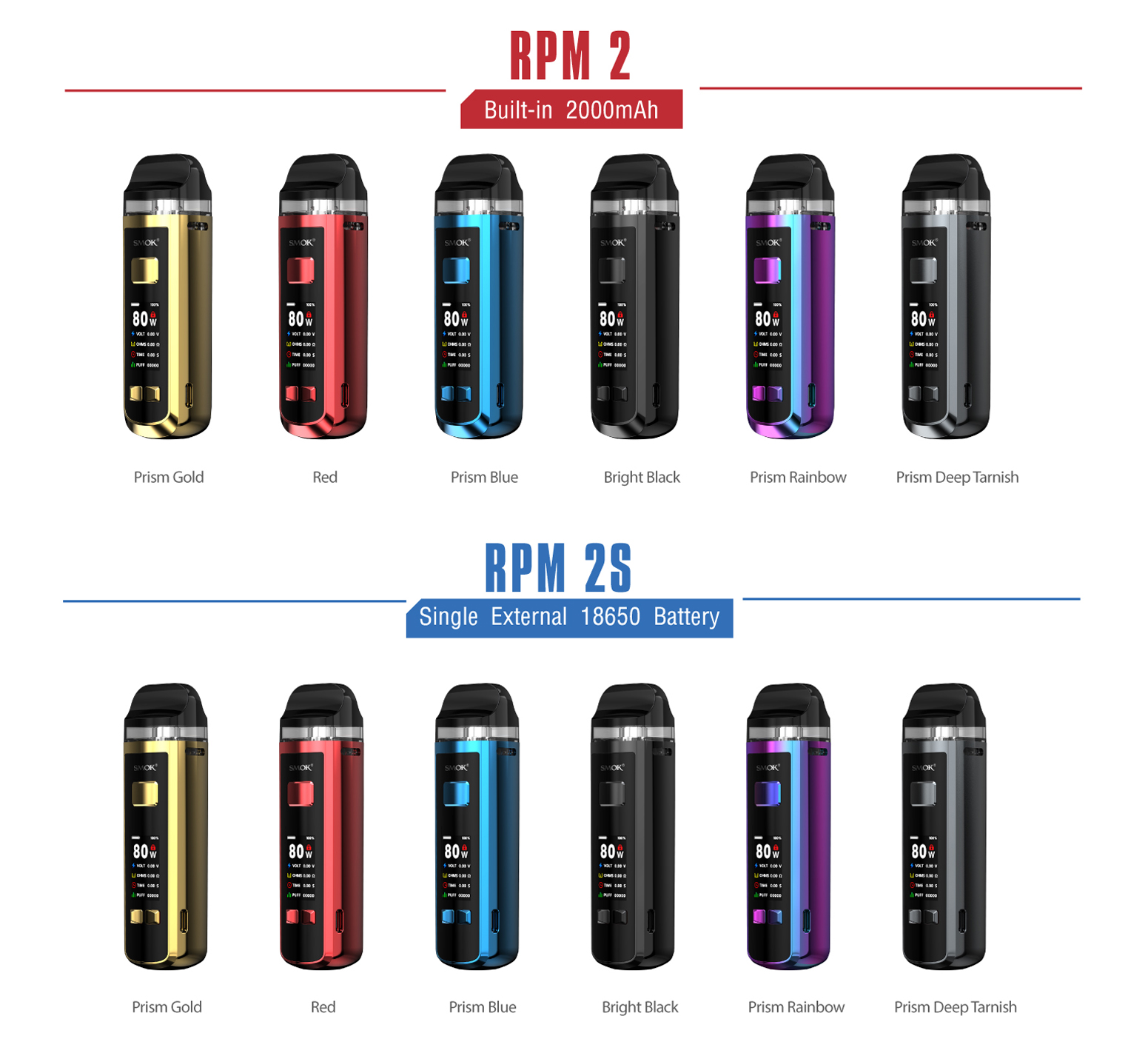 SMOK RPM 2 & RPM 2S - 80W Pod Mod