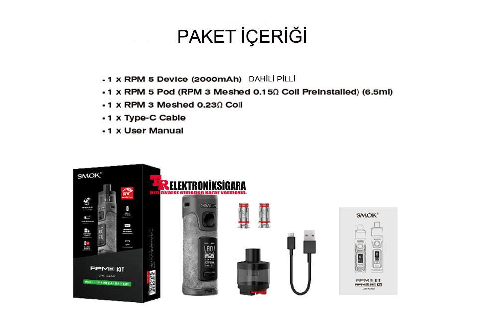 SMOK RPM 5 Pod Kit 80W Elektronik Sigara 2000mAh