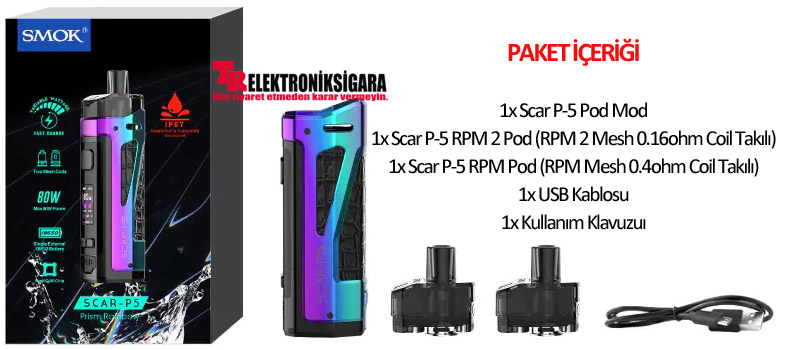 SMOK SCAR-P5 80W Pod Mod Elektronik Sigara