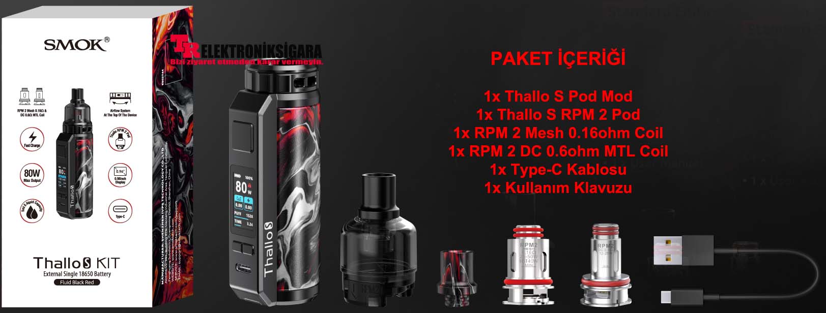 SMOK Thallo S 100W Kit Pod Mod Elektronik Sigara