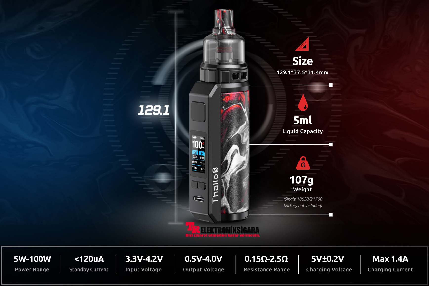 SMOK Thallo S 100W Kit Pod Mod Elektronik Sigara