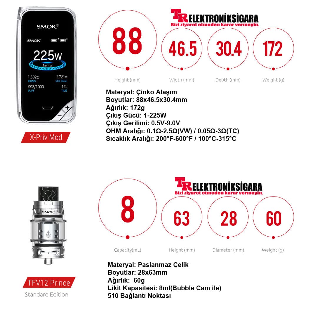 Smok X-Priv 225W Kit TFV12 Prince Tank