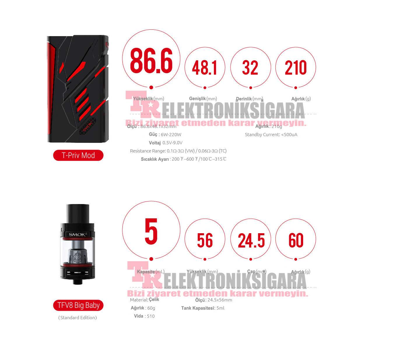 Smok T-Priv Kit TFV8 Big Baby 220W