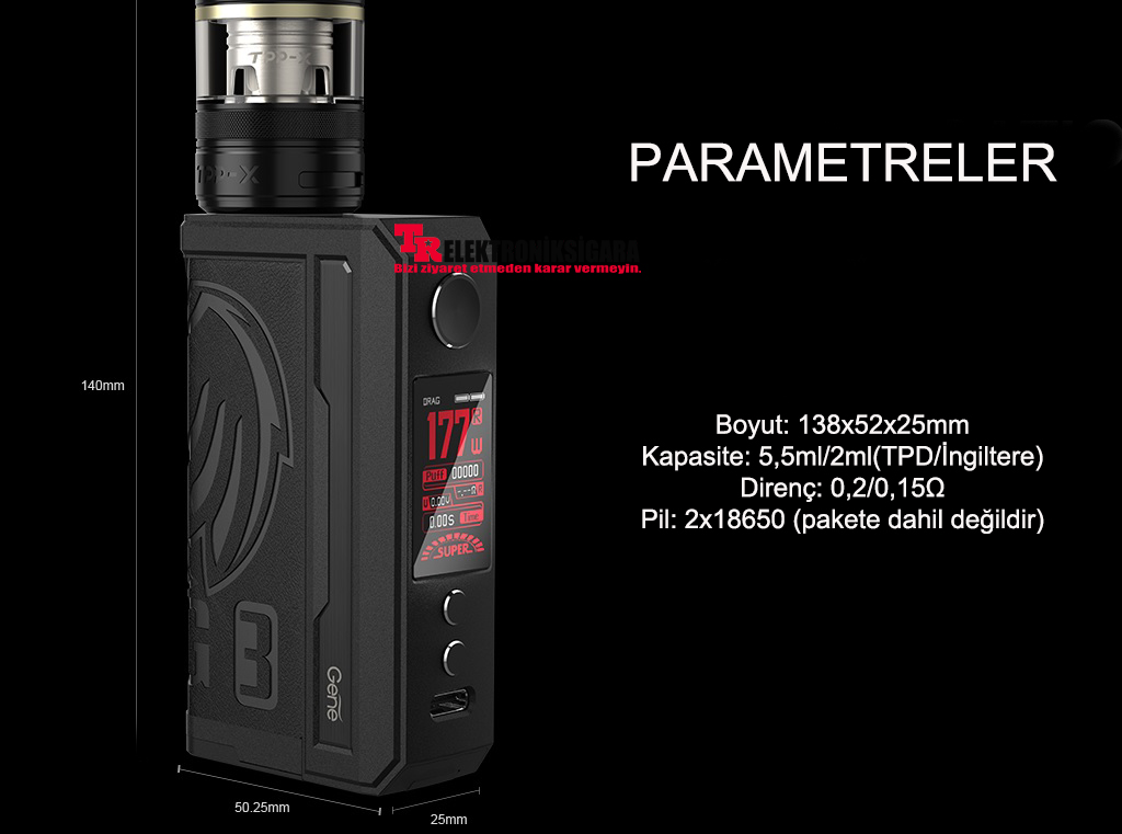 Voopoo Drag 3 Tpp-X 177W Pod Mod Elektronik Sigara