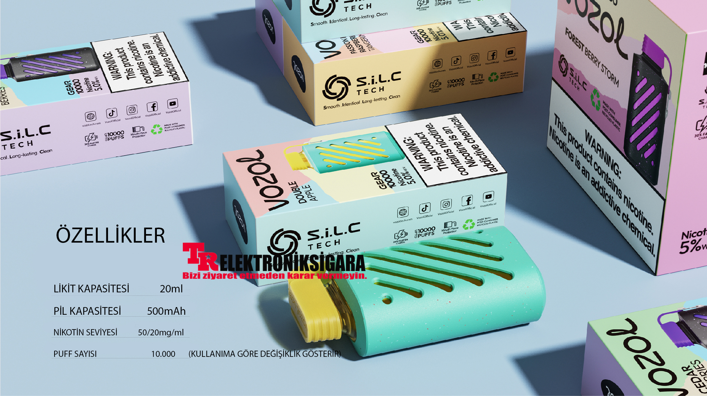 Vozol Gear 10000 Puff Bar %5 Nikotin Green Chocolate Cream